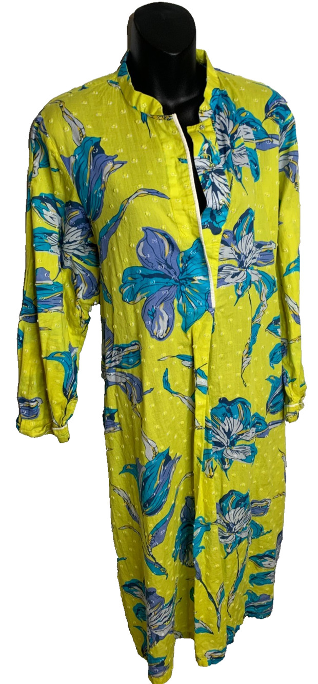 M Basics by Maria B Women's XL Lime Green & Blue Floral Dress